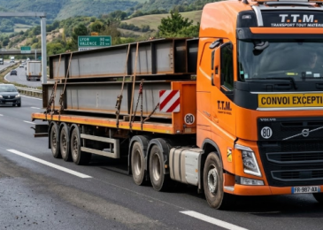 Transport de grande longueur : poutres béton et rails